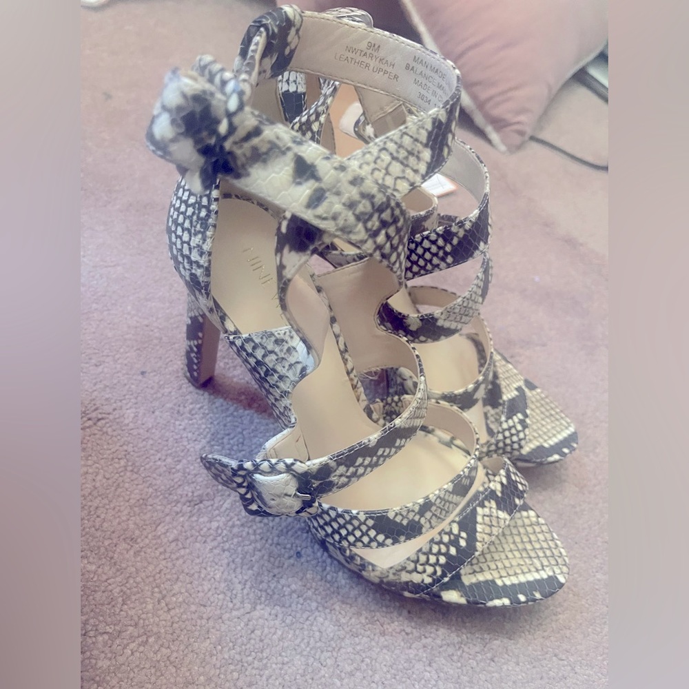Python upper leather strapped heel